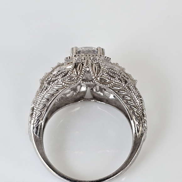 Authentic Victoria Wieck Art Deco Diamonique Ring Sterling Silver Size 7 - Picture 11 of 14
